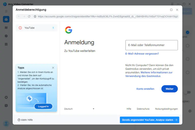 Zur Bestätigung anmelden