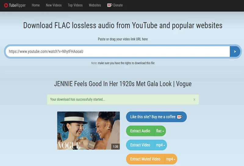 rip audio from youtube with tuberipper