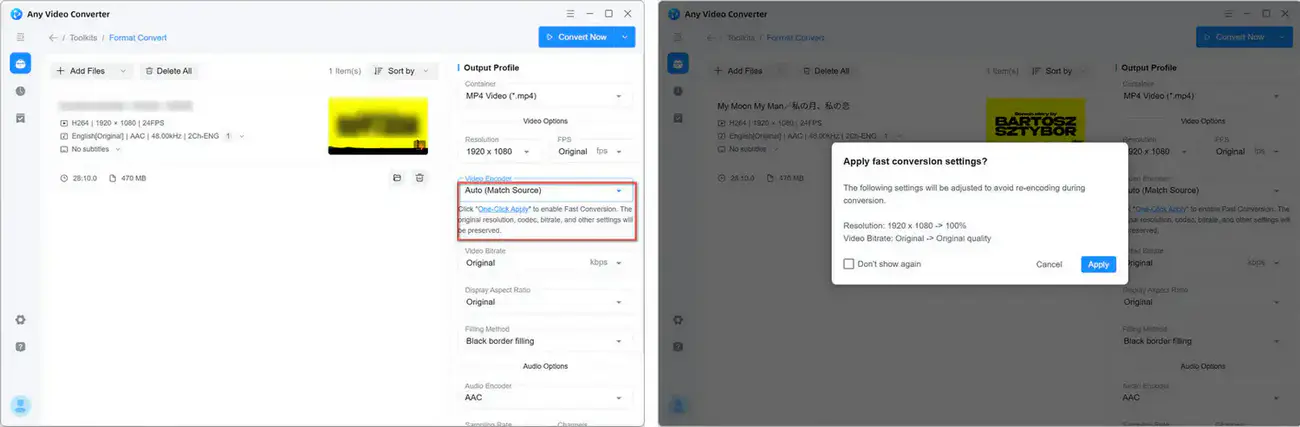 fast conversion mode in any video converter