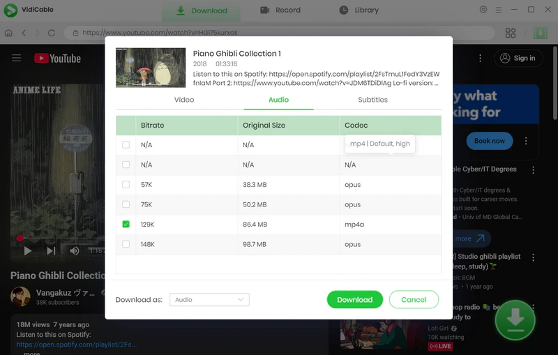 download as audio